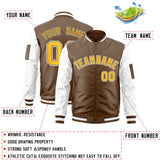 Custom Full-Zip Raglan Sleeves Varsity Baseball Jacket Stitched Text Logo for Adult