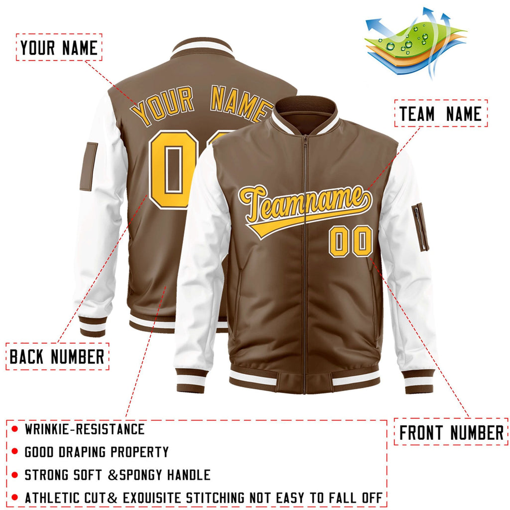 Custom Full-Zip Raglan Sleeves College Jacket Stitched Text Logo for Adult