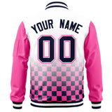 Custom Full-Zip Color Block Creative Baseball Jackets Stitched Letters Logo Size S-6XL