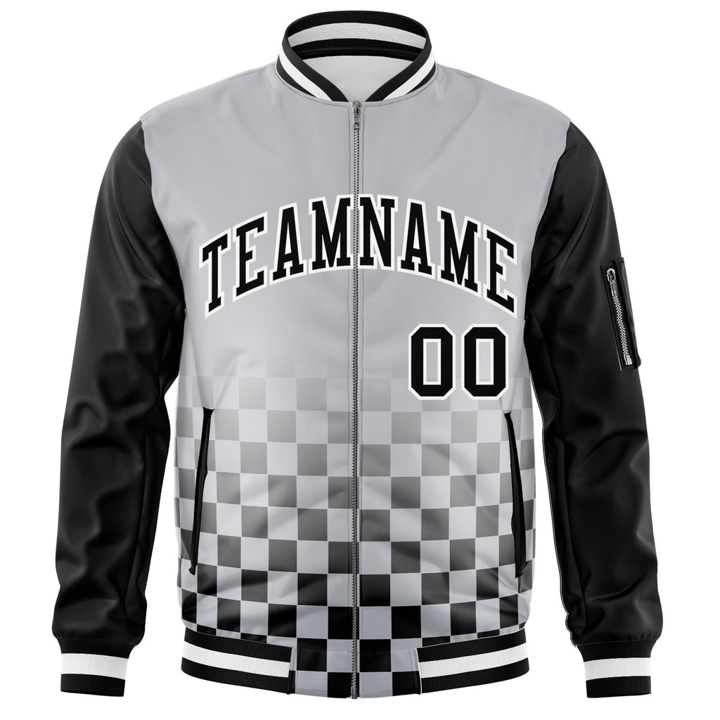 Custom Full-Zip Color Block Creative Baseball Jackets Stitched Letters Logo Size S-6XL