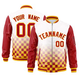 Custom Full-Zip Color Block Letterman Bomber Jacket Stitched Text Logo