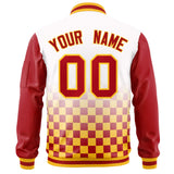 Custom Full-Zip Color Block Letterman Bomber Jacket Stitched Text Logo