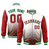 Custom Full-Zip Color Block Letterman Bomber Jacket Stitched Text Logo