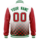 Custom Full-Zip Color Block Letterman Bomber Jacket Stitched Text Logo
