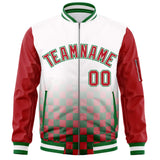 Custom Full-Zip Color Block Letterman Bomber Jacket Stitched Text Logo