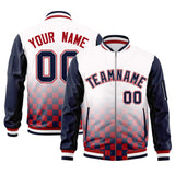 Custom Full-Zip Color Block Letterman Bomber Jacket Stitched Text Logo