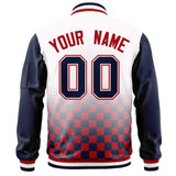 Custom Full-Zip Color Block Letterman Bomber Jacket Stitched Text Logo
