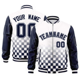 Custom Full-Zip Color Block Letterman Bomber Jacket Stitched Text Logo