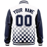 Custom Full-Zip Color Block Letterman Bomber Jacket Stitched Text Logo