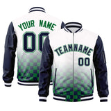 Custom Full-Zip Color Block Letterman Bomber Jacket Stitched Text Logo