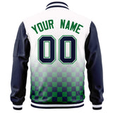Custom Full-Zip Color Block Letterman Bomber Jacket Stitched Text Logo