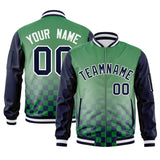 Custom Full-Zip Color Block College Jacket Stitched Text Logo Size S-6XL
