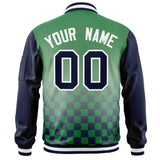 Custom Full-Zip Color Block College Jacket Stitched Text Logo Size S-6XL