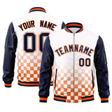 Custom Full-Zip Color Block Letterman Bomber Jacket Stitched Text Logo