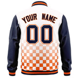 Custom Full-Zip Color Block Letterman Bomber Jacket Stitched Text Logo