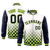 Custom Full-Zip Color Block Letterman Bomber Jacket Stitched Text Logo