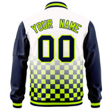 Custom Full-Zip Color Block Letterman Bomber Jacket Stitched Text Logo