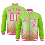 Custom Full-Zip Color Block Letterman Bomber Jacket Stitched Text Logo