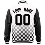 Custom Full-Zip Color Block Letterman Bomber Jacket Stitched Name Number Logo