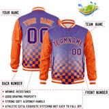 Custom Full-Zip Color Block Letterman Bomber Jacket Stitched Text Logo