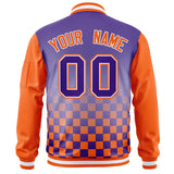 Custom Full-Zip Color Block Letterman Bomber Jacket Stitched Text Logo