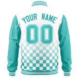 Custom Full-Zip Color Block Letterman Bomber Jacket Stitched Text Logo