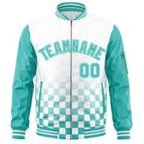 Custom Full-Zip Color Block Letterman Bomber Jacket Stitched Text Logo