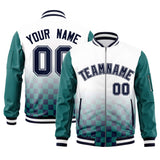 Custom Full-Zip Color Block Letterman Bomber Jacket Stitched Text Logo