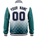 Custom Full-Zip Color Block Letterman Bomber Jacket Stitched Text Logo