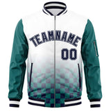 Custom Full-Zip Color Block Letterman Bomber Jacket Stitched Text Logo