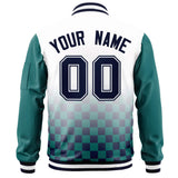 Custom Full-Zip Color Block Letterman Bomber Jackets Stitched Text Logo