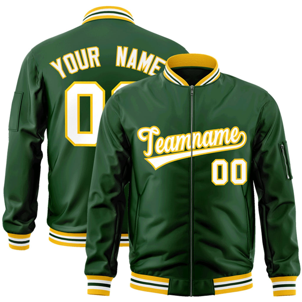 Custom Full-Zip Pure Letterman Bomber Jacket Stitched Text Logo for Adult