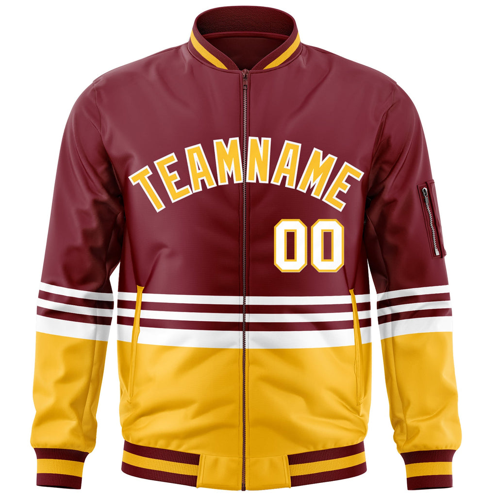 Custom Full-Zip Color Block College Jacket Lightweight Stitched Letters Logo