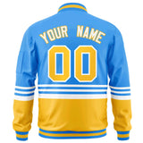 Custom Full-Zip Color Block Baseball Jackets Stitched Letters Logo Size S-6XL