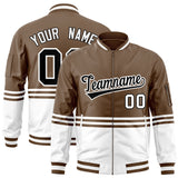 Custom Full-Zip Color Block Baseball Jacket Stitched Text Logo for Adult/Youth