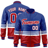 Custom Full-Zip Color Block Letterman Bomber Jacket Stitched Name Number Logo Unisex