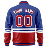 Custom Full-Zip Color Block Letterman Bomber Jacket Stitched Name Number Logo Unisex