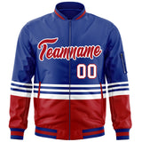 Custom Full-Zip Color Block Letterman Bomber Jacket Stitched Name Number Logo Unisex
