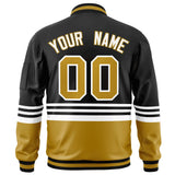 Custom Full-Zip Color Block Letterman Bomber Jacket Stitched Name Number Logo Unisex