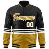 Custom Full-Zip Color Block Letterman Bomber Jacket Stitched Name Number Logo Unisex