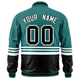 Custom Full-Zip Color Block Letterman Bomber Jacket Stitched Name Number Logo Unisex