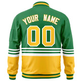 Custom Full-Zip Color Block Letterman Bomber Jacket Stitched Name Number Logo Unisex