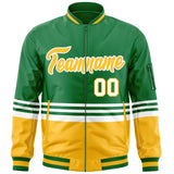 Custom Full-Zip Color Block Letterman Bomber Jacket Stitched Name Number Logo Unisex