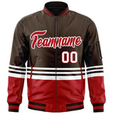 Custom Full-Zip Color Block Letterman Bomber Jacket Stitched Name Number Logo Unisex