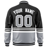 Custom Full-Zip Color Block Letterman Bomber Jacket Stitched Name Number Logo Unisex