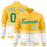 Custom Full-Zip Color Block Letterman Bomber Jacket Stitched Name Number Logo Unisex