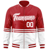 Custom Full-Zip Color Block Letterman Bomber Jacket Stitched Name Number Logo Unisex