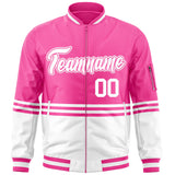 Custom Full-Zip Color Block Letterman Bomber Jacket Stitched Name Number Logo Unisex