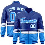 Custom Full-Zip Color Block Letterman Bomber Jacket Stitched Name Number Logo Unisex