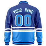 Custom Full-Zip Color Block Letterman Bomber Jacket Stitched Name Number Logo Unisex